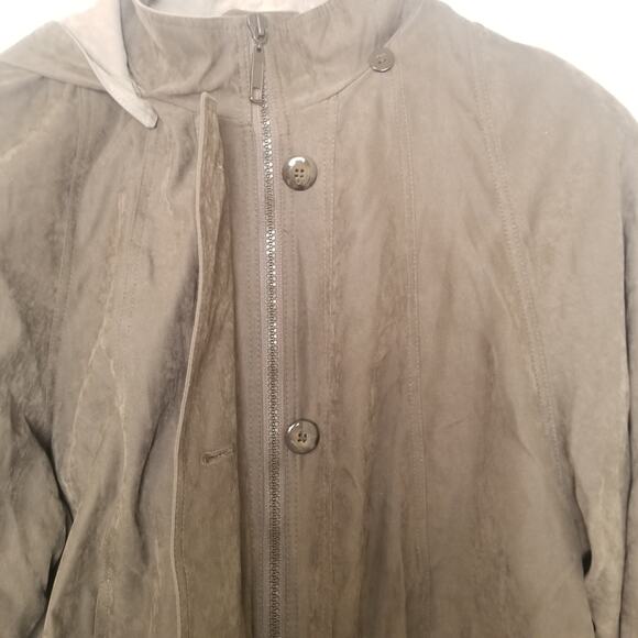 Gallo Women's Taupe Hooded Full Zip Trench Coat with Removable Lining Size 8 - Picture 7 of 16